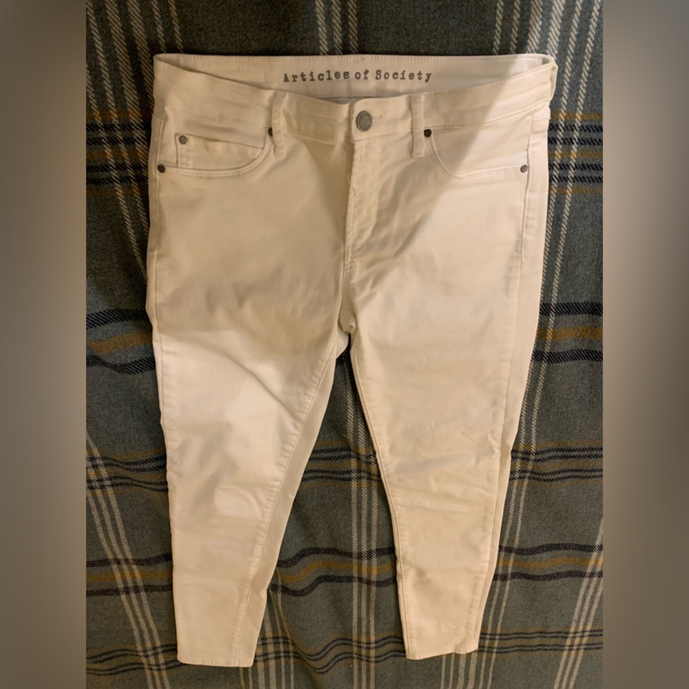 Articles of society 28 white cropped white cigarette / skinny / ankle jeans